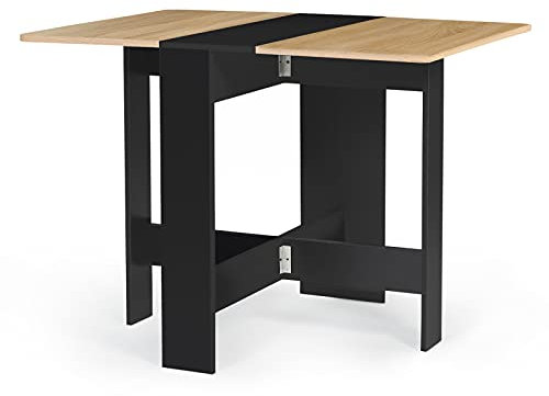 IDMarket EDI - Mesa plegable para 2-4 personas, de madera, color negro, tablero de haya, 103 x 76 cm