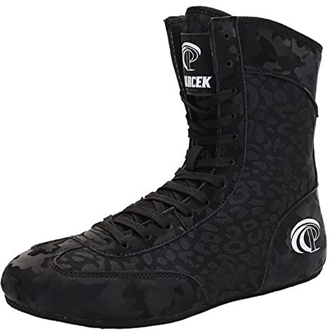 High Top Boxing Schuhe Unisex Wrestling Stiefel Leichte Gewicht Atmungsaktive Boxschuhe Für Männer Frauen Junge,Schwarz,45 EU