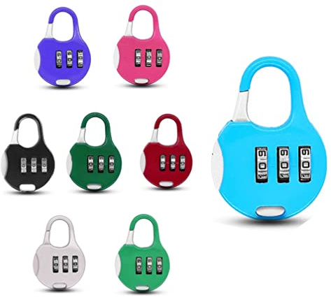 Houhounb Lot de 8 cadenas à combinaison à 3 chiffres - Réinitialisable - Mini cadenas à combinaison pour l'école, la salle de gym, le hangar extérieur, le placard, les valises - 8 couleurs