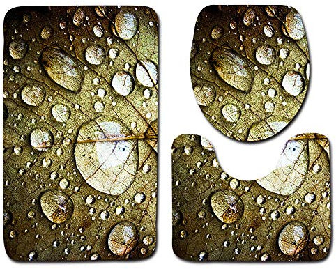 HJOSWVNS Badteppich Olivgrüne Blätter Badvorleger Set 3 teilig Badematte rutschfest Saugfähig Badezimmerteppich Waschbar Fussmatte Teppich, für Badezimmer, Wohnzimmer, Schlafzimmer 50x80cm