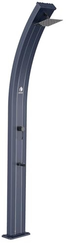 Sined Doccia Solare Alta 2254 Cm per Piscina Esterna in Alluminio con Serbatoio da 30 Litri Soffione Quadrato Miscelatore e Rubinetto Lavapiedi Grigio RAL 9023 Modello DOCCIALEAGRIGIA