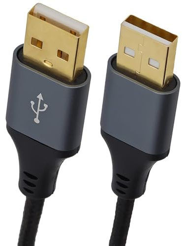 kenable Pro Metal USB 2.0 A Male to A Male High Speed Braided Cable 24AWG Shielded Gold Plated Black 3m