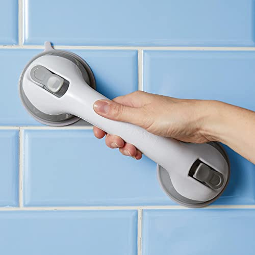 Coopers of Stortford - Pack of Two White Bathroom Grab Rails - Suction Handle for Bath Shower or Toilet - Non-Slip Tool-Free Safety Rails