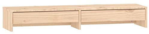 vidaXL Solid Wood Pine Monitor Stand Office Furniture Wooden Screen Riser Desktop Laptop Stand Display Shelf Monitor Desk Mount Display Riser