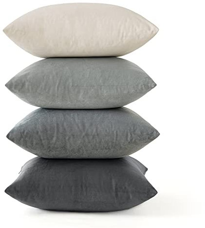 MIULEE Samt Kissenbezug 50x50 cm Kissenhülle Grau Serie 4er Set Sofakissen Samtkissen Dekorative Dekokissen Couchkissen Zierkissen Deko Farbverlauf Bezug Sofakissenbezug für Wohnzimmer Kinder Büro