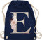 Turnbeutel Rucksack - Anfangsbuchstabe Name I Initialen personalisiert - Unisize - Navy Blau - jga taschen schulkind beutel buchstaben e turnsack sporttasche mädchen