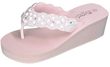 Scarpe da donna Stivaletti Piatti Ciabatte Estive Moda Strass Zeppe Infradito Donna Casual Scarpe da Spiaggia Scarpe Donna Scarpe Con Tacco Blu, Colore: rosa., 40 EU