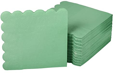 100 Stück Cocktailservietten Salbeigrün, 12 x 12 cm Exquisite Cocktail Servietten mit Muschelsaum dreilagig Cocktailservietten für Partys, Hochzeiten, Abendessen, Geburtstage