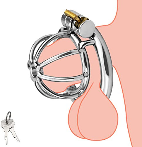 Roluck Edelstahl Keuschheitsgürtel für Männer Metall Chastity Cage Peniskäfig mit Schloss äfig gesperrt Penis Übung Bondage Silber (5cm)