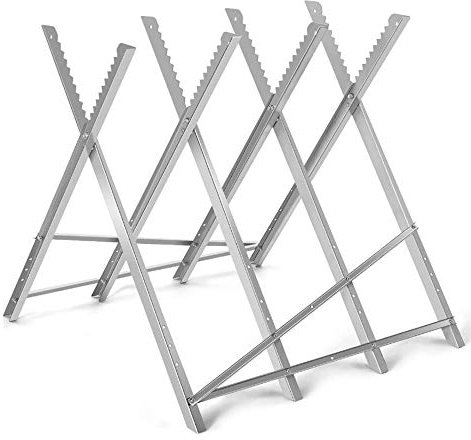 MAYMA Chevalet de Sciage,Support de Scierie Pliable pour le Sciage des Grumes,avec 4 Supports de Bois Dentelés Pliable,Métal Galvanisé,150 KG,pour Couper Le Bois (4 Supports)