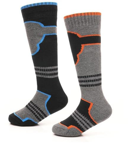 A2Z 4 Kids Premium Boys Thermal Ski Socks for Winter Outdoor Activities Pack Of 2 High - Socks AZ8611 Grey 2 Pack 3-6