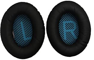 Ailan 1 Paar Kissen Ohrpolster Professionelles Gaming Leder Headset Mesh Ohrenschützer Gamer Ersatz für Bose QC35 Kopfhörer, Schwarz+Blau