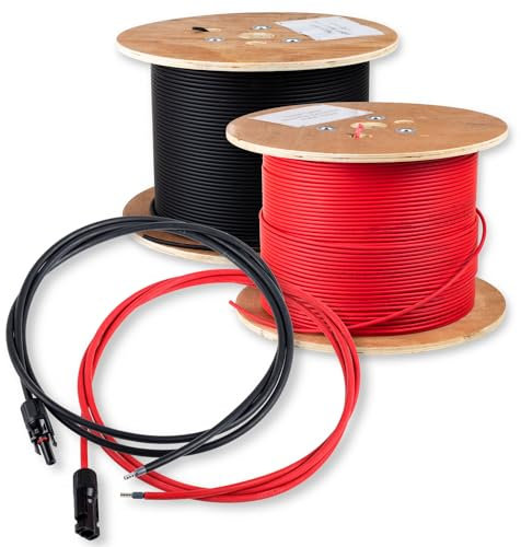 Protron Solarkabel Anschlusskabel zum Laderegler, 2x 30m 6mm² Paar rot + schwarz, 0% MwSt. PV Solar Kabel Solarleitung Stecker vormontiert für MC4, TÜV geprüft H1Z2Z2-K, Kabelsatz Made in Germany