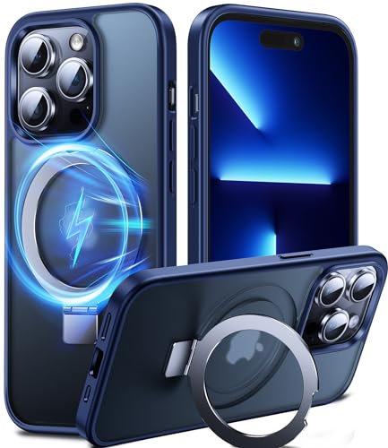 Chicfun 3-in-1 [Magnetic+KickStand+Ring Holder] for iPhone 14 Pro Case Compatible with MagSafe, iPhone 14 Pro Phone Case with Stand Military Shockproof Silicone Protective Magnetic Matte Hard Cover