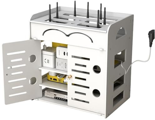 Meiiron 4 Tiers WiFi Storage Box, Table Placed or Wall Mounted Router Storage Shelf, Router Modem White Floating Boxes for Home Office TV Set-Top Box, Wiring Board, Wire Management (Color : B)