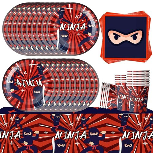 61PCS Cartoon Birthday Party Tableware Set, Kids Birthday Party Supplies, Anime Party Decorations, Includes Plates, Cups, Napkins, Tablecloths (20 Guests)
