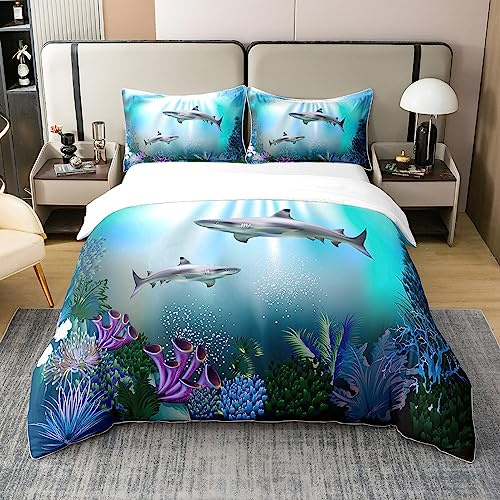 Loussiesd Hai Baumwolle Bettwäsche Set 135x200cm Kinder Jungen Mädchen Ozean Sealife Bettbezug Set Weich Atmungsaktiv 100% Ähnliche Artikel