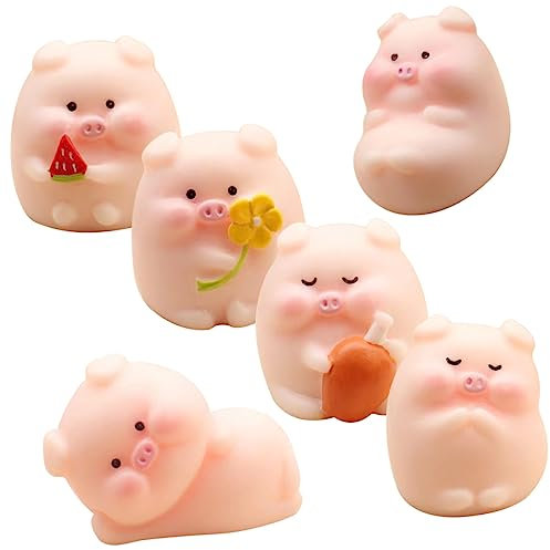 POPETPOP 6stücke Miniatur Schwein Figuren Aus Kunstharz Auto Miniatur Schwein Ornamente Für Micro-Landschaft Piggy Dekorationen