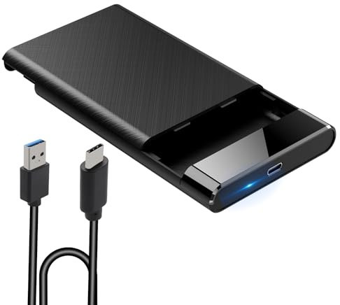 2.5 Inch Hard Drive Enclosure,USB 3.0/3.1 SSD/HDD Enclosure with Slide Cover and 2.0 Type C,Compatible with 5TB External Hard Drive,Ideal for Laptop and Notebook,Durable External Hard Drive Enclos