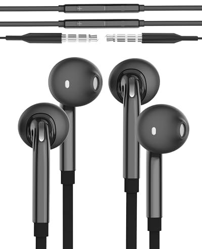 Écouteurs 3,5 mm avec fil compatible pour Samsung Galaxy (2 Pack) Gaming Microphone Casque In Ear PC Jack Câble Écouteurs Musique Smartphone Téléphone MP3 Filaire Aux Headphones S6-ej