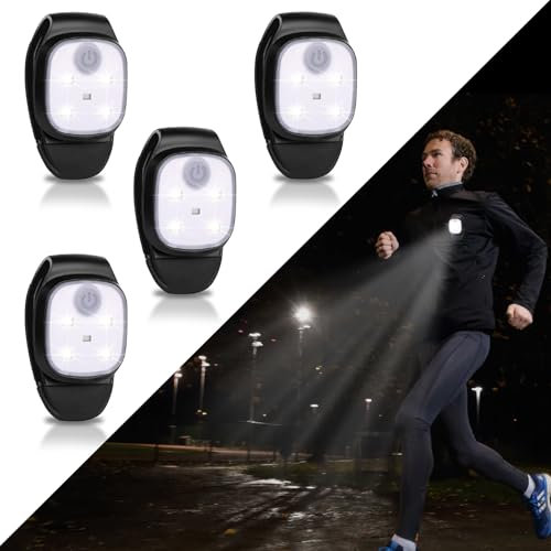 Yuragim LED Clip Lampe, 4 Stück Lauflicht LED Stirnlampe Wiederaufladbar Clip Lampe Wasserdicht Kopflampe Kleinstirnlampe Sicherheitslicht Laufzubehör für Joggen Klettern Läufer Angeln Camping Wandern