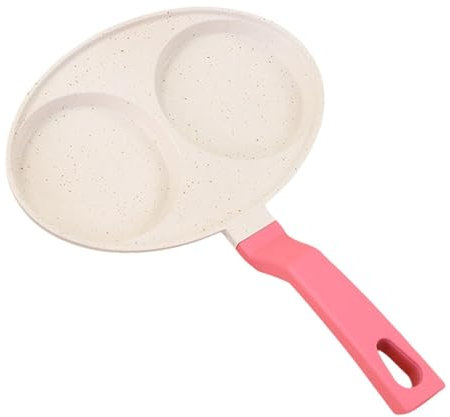 Fenteer Padella Antiaderente Padella per Friggere Le Uova Teglia da Forno Pentola per Bistecche Accessori per Cucinare Pentola Scaldaburro Accessori Pratici P, Beige, 2 Fori