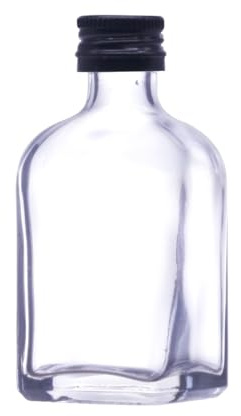 70 X Mini/Miniature square glass bottles (50ml) with caps. Perfect for small gifts of spirits, homemade drinks or as wedding favours (Black Lid, Pack of 70)