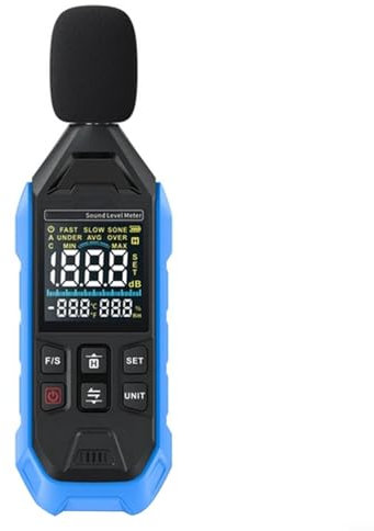 Détecteur de bruit FDM01 à double mode, capteur haute sensibilité, modes minimum AVG Max, coque en ABS (bleu)