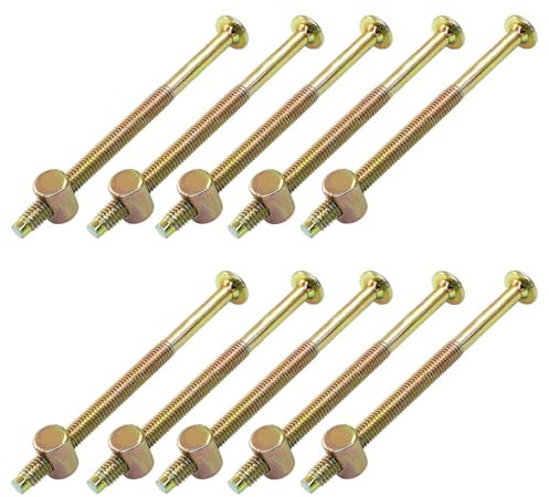 Cjueiom 10 Pcs Furniture Bolts, M6*90mm Zinc Plated Carbon Steel Fully Threaded Screws with Nuts and L Type Wrench for Furniture Beds, Cribs and Chairs