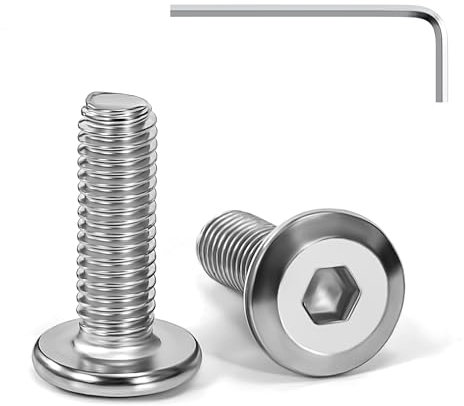 Tunejoy Tornillos de Cabeza Plana M5 x 16 mm Tornillo de Cabeza Hexagonal de Acero Inoxidable A2 V2A Perno de Muebles con llave Allen Rosca Completa 20 Piezas