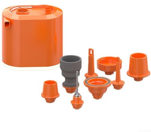 Multifunktionale Luftpumpe Vakuum mit Licht, perfekt für Camping und Outdoor-Spaß (Orange)