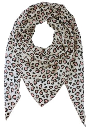 fashionchimp Dreieckschal für Damen in Musselin-Qualität, hochwertiger Motiv-Druck, Sommer-Halstuch - Made in Italy (Rosa-Leoparden)