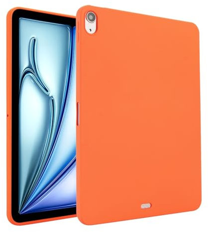 Étui en silicone souple compatible avec iPad Air 11 (M3 2025 7e/M2 2024 6ème), fine et légère, en TPU mat, résistante aux chocs, compatible avec iPad Air 11 M3. Orange