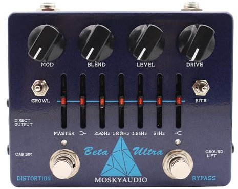 BETA ULTRA E-Bass Distortion Preamp Effektpedal 6-Band-Grafik-EQ mit 1/8 Zoll Kopfhörerausgang