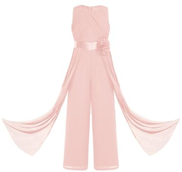 Yhong Tuta Intera Salopetta Lunga Bambina Principessa Elegante Jumpsuit da Cerimonia Senza Manica Romper