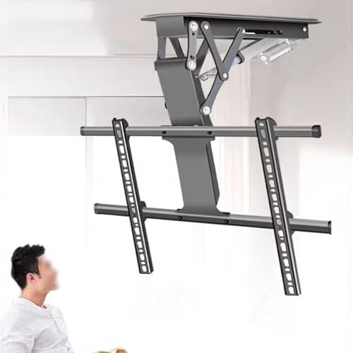 Motorized Ceiling TV Mount, Hidden Drop Down TV Lift,for 32 to 75 Inch TV, Electric Adjustable Ceiling TV Mount, Motorized Flip Down TV Mount Bracket, Fits TVs Up to 45kg
