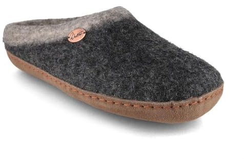 WoolFit Sherpa Filzpantoffeln Hausschuhe mit flexiblem Fußbett & Ledersohle, Gr. 36-48