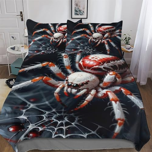 LLLBBB Spinne Bettwäsche 3D Bettbezug Für Jungen Mädchen 2 teilig Bettbezüge Atmungsaktive Mikrofaser Deckenbezug Mit Kissenbezug Single(135x200cm)