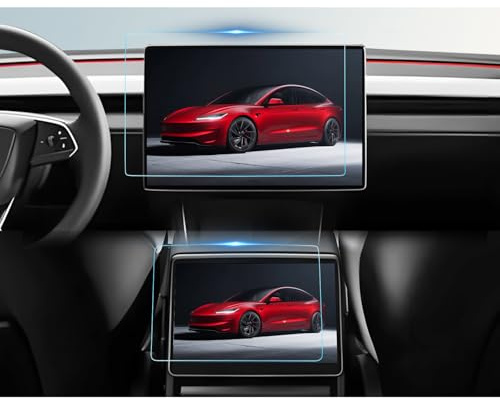 BIBIBO Tesla Model Y Juniper 2025 2026/ Model 3 2024 2025 15,4 Navigation + 8 Touchscreen Hinten Schutzfolie, Glas Displayschutzfolie für Model 3 Highland Model Y Zubehör, 9H Anti-Kratzen [2 Stück]
