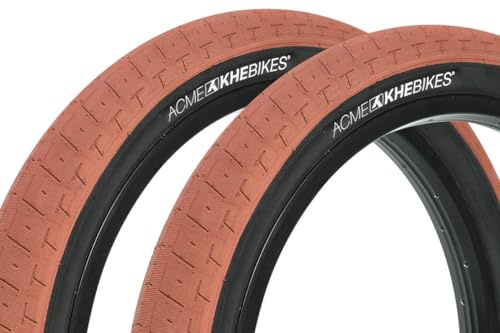 KHE Acme BMX Reifen Set 20 x 2,40 Zoll – ca. 640 g – Stahlband – voluminös – optimaler Grip – Street & Park – braun – 1 Paar
