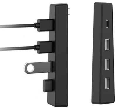 Rallonge de hub compatible avec Sony PS5 Slim, convertisseur répartiteur 4 ports USB/Type-C haute vitesse pour console de jeu