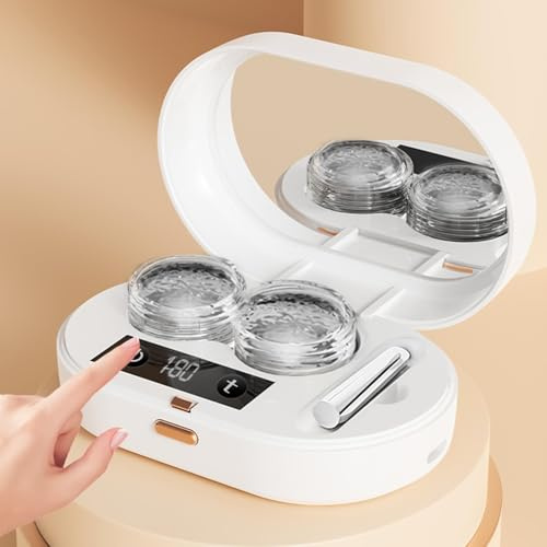 Ultrasonic Contact Lens Cleaner, Automatic Lens Cleaning Machine, USB Rechargeable Ultrasonic Cleaner, for Men Adults Home Travel Business Daily Monthly Yearly Care Night