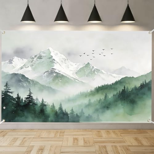 TNKBREEZE Berglandschaft Wald Hintergrund Banner 180x110cm Polyester Landschaftsfotografie Hintergrund Für Geburtstag Hochzeit Party Banner Dekoration Fotostudio Portrait Fotoshooting