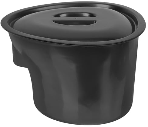 Alipis Pot de Chambre Urinoir en Plastique 5 L Couvercle et Seau pour Adultes et Femmes Enceintes Noir Résistant aux Chutes