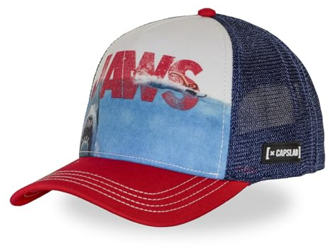 Jaws Kappe für Damen & Herren, Trucker-Kappe, verstellbar, Rot/Weiß/Blau/Marineblau, One size