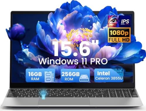 Kayoote 15.6 Computer Portatile Win 11 Pro, 16GB RAM 256GB SSD, Display 1080P FHD, Processore 3855U, Tastiera Retroilluminata, Impronta Digitale, USB3.0, 5000mAh, PC per Ufficio e Scuola