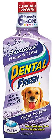 Dental Fresh Water Additive - Original Formula for Dogs - Clinicially Proven, Simply Add to Pet’s Water Bowl to Whiten Teeth, Eliminate Bad Breath, and Improve Oral Health (17 oz)