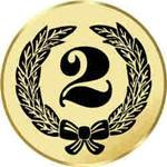 Pokal / Medaille Emblem, Motiv Zahl 2, Durchmesser 50 mm, gold
