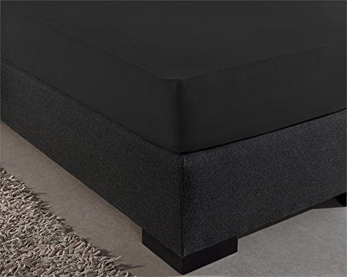 Sleeptime Spannbettlaken 100% Baumwolle - Bettlaken fur Standard Matratzen bis 30cm - Feuchtigkeit absorbierend und temperaturausgleichend - Schwarz - 200 x 220 cm