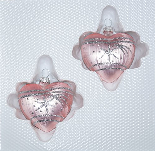 '2 piezas Set corazón de cristal en Ice Rosa plata cometa – bolas para el árbol de Navidad decoraciones de Navidad árbol de Navidad decoraciones